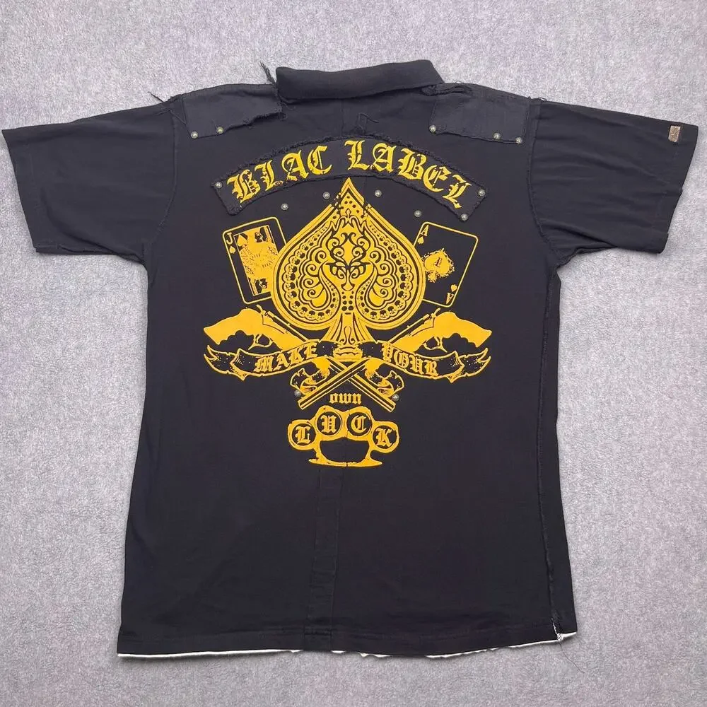 blac label graphic polo shirt black cotton xl